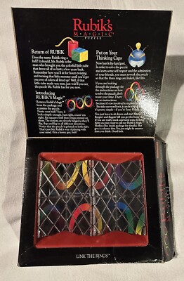 Rubiks Magic Puzzle Link the Rings Matchbox in the Original Box Directions 1986