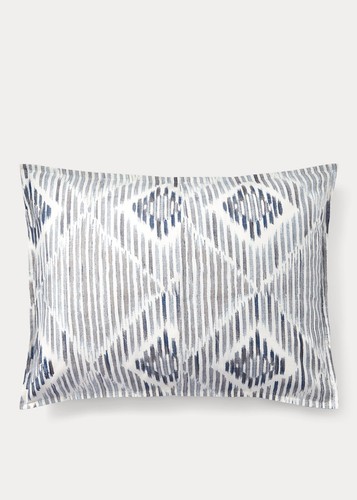 $350 Ralph Lauren Austin Diamond 3 Pc Cotton Duvet Cover Sham Set Grey Blue KING - Picture 9 of 9