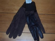 Genuine Brown Suede and Leather Gloves Size Medium NEW with tag