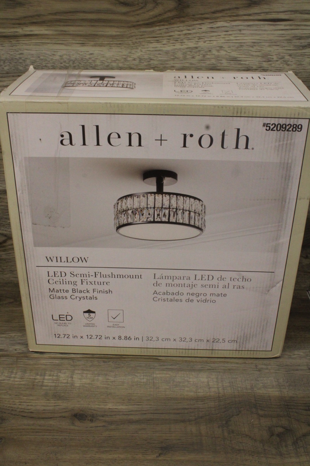 Allen + Roth Willow 12.72” Matte Black Integrated LED Semi Flush Mount Light