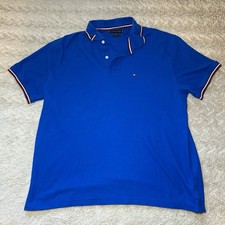 Tommy Hilfiger Men  s XL Blue Regular Fit Wicking Polo Shirt Striped Collar