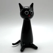 New Season!!  Murano Glass Handcrafted Unique Lovely Size 2 Black Cat Figurine
