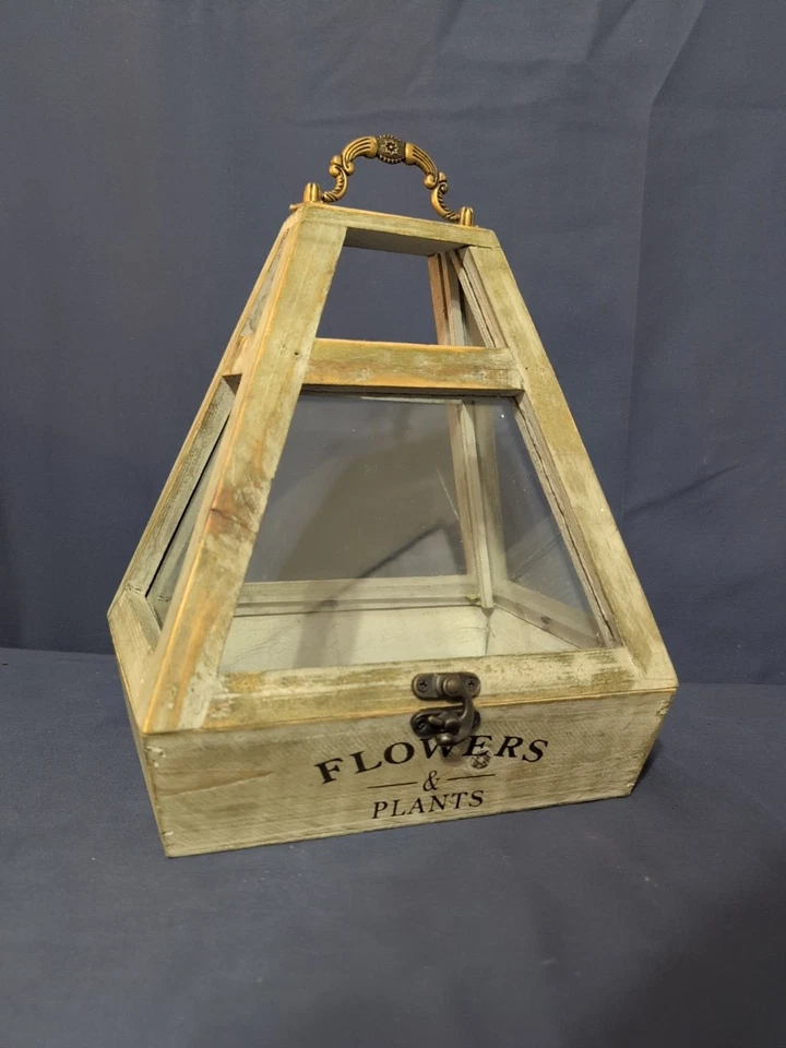 Terrario con bloqueo de guardián flores y plantas estuche de madera y vidrio, 12" x 8,5 Foto 2 de 4