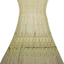 Namaste Vintage Gray Sarees 100% Pure Silk Woven Indian Sari 6YD Craft Fabric