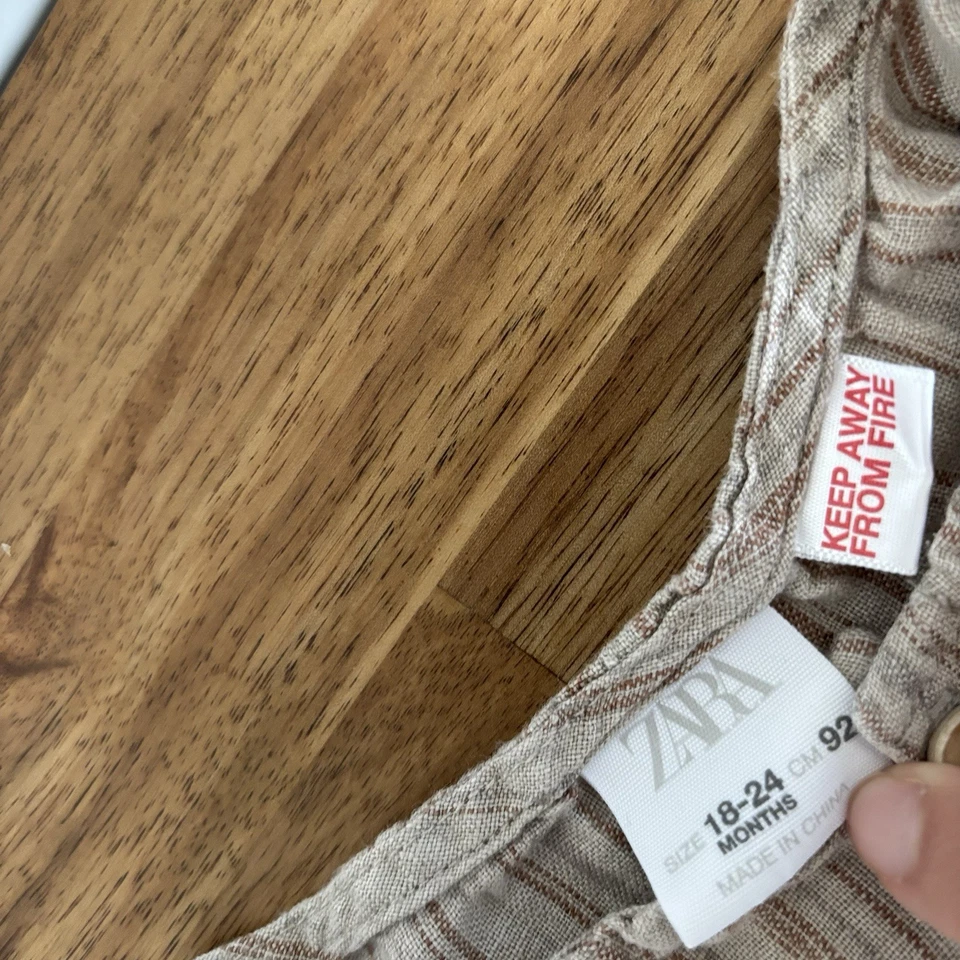 ZARA 100% Lino Mameluco Conjunto de Una Pieza Bebé Niño Niña 18/24 Meses Resort de Verano Foto 3 de 4