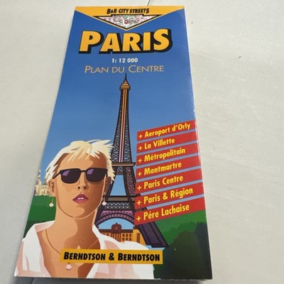 Paris Map Laminated B&B City Streets  Large type Folds New Year 2000