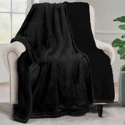 Utopia Bedding Sherpa Decke Schwarz - Wendedecke für Bett, Sofa, Camping