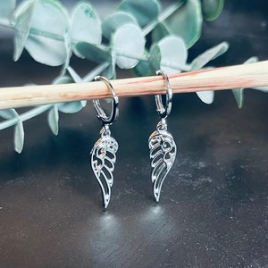 Authentic Angel Spirit Guide Huggie Hoop Earrings | 14k White Gold Plated | Mystical