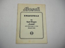Bosch Ersatzteile Ersatzteilliste für Opel Kadett PKW Lieferwagen Modell 1939