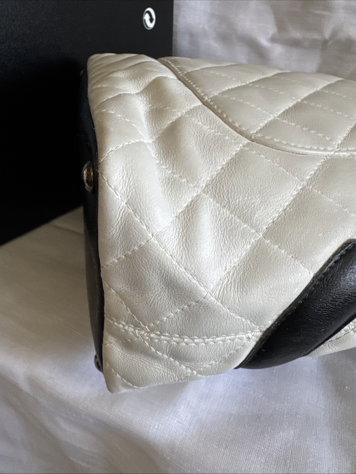 Chanel Cambon Quilted Tote Bag Black & White CC Logo Authentic image 6