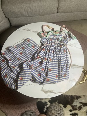 MAXI ROMPER MATILDA JANE Girl 16 BLUE STRIPE MAXI DRESS FLORAL COMFY CUTE