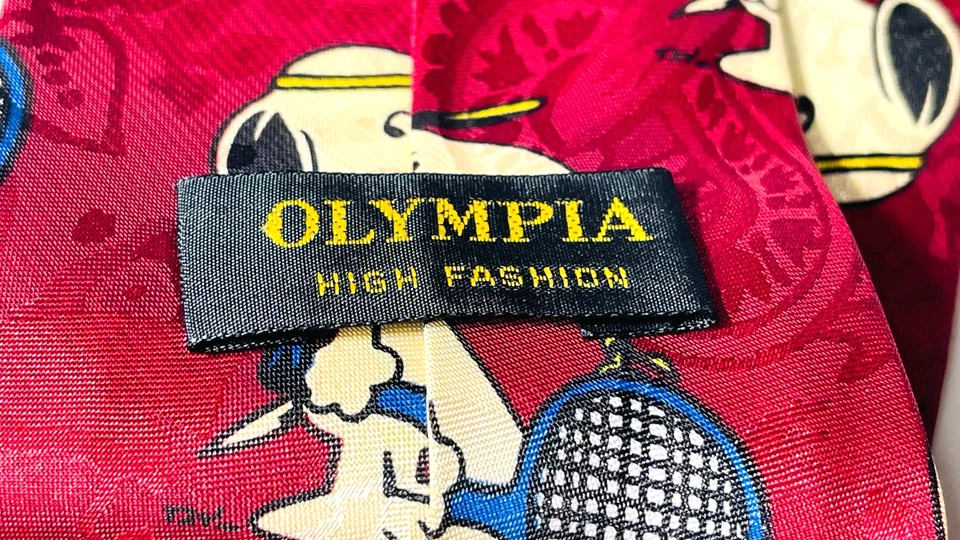 Olympia SNOOPY Woodstock Charlie Brown Tennis Tie Maroon Casual 52" - Image 2 of 4