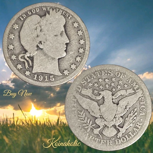 1915 D Barber Quarter G Good Condition 90% Silver 25c US Type Coin Fast SHIPPIN