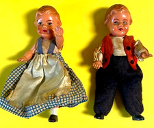1940'S GERMAN CELLULOID DOLLS FULL REGIONAL DRESS MOVABLE ARMS AND LEGS