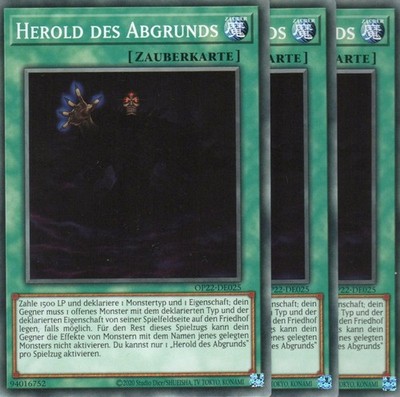 yugioh 3x Herold des Abgrunds OP22-DE025 COMMON DEUTSCH