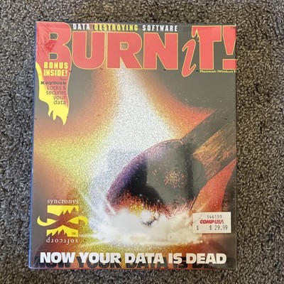 Burn It! Data Destroying Software - Syncronys - PC/Mac - New