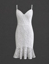 Guess White Floral Lace Trumpet Hem Cocktail Dress Sz 8 Bridal Shower Rehearsal