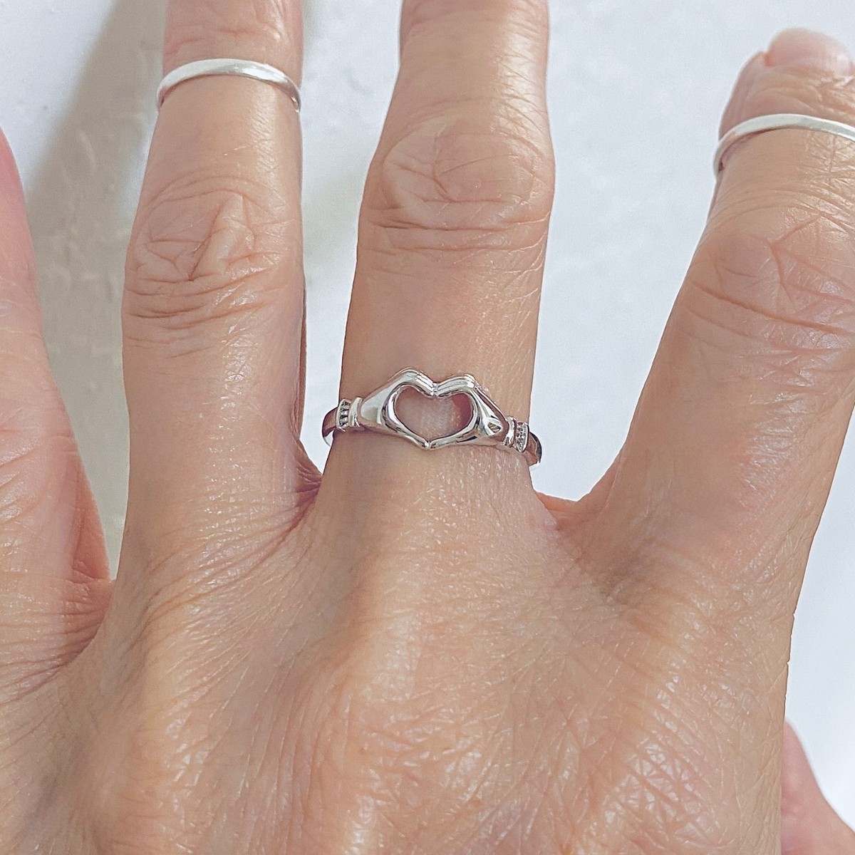 SILVER925 HEART DESIGN RING/シルバー/リング Sterling Silver Hand Heart Ring, Silver Rings, Claddagh, Love