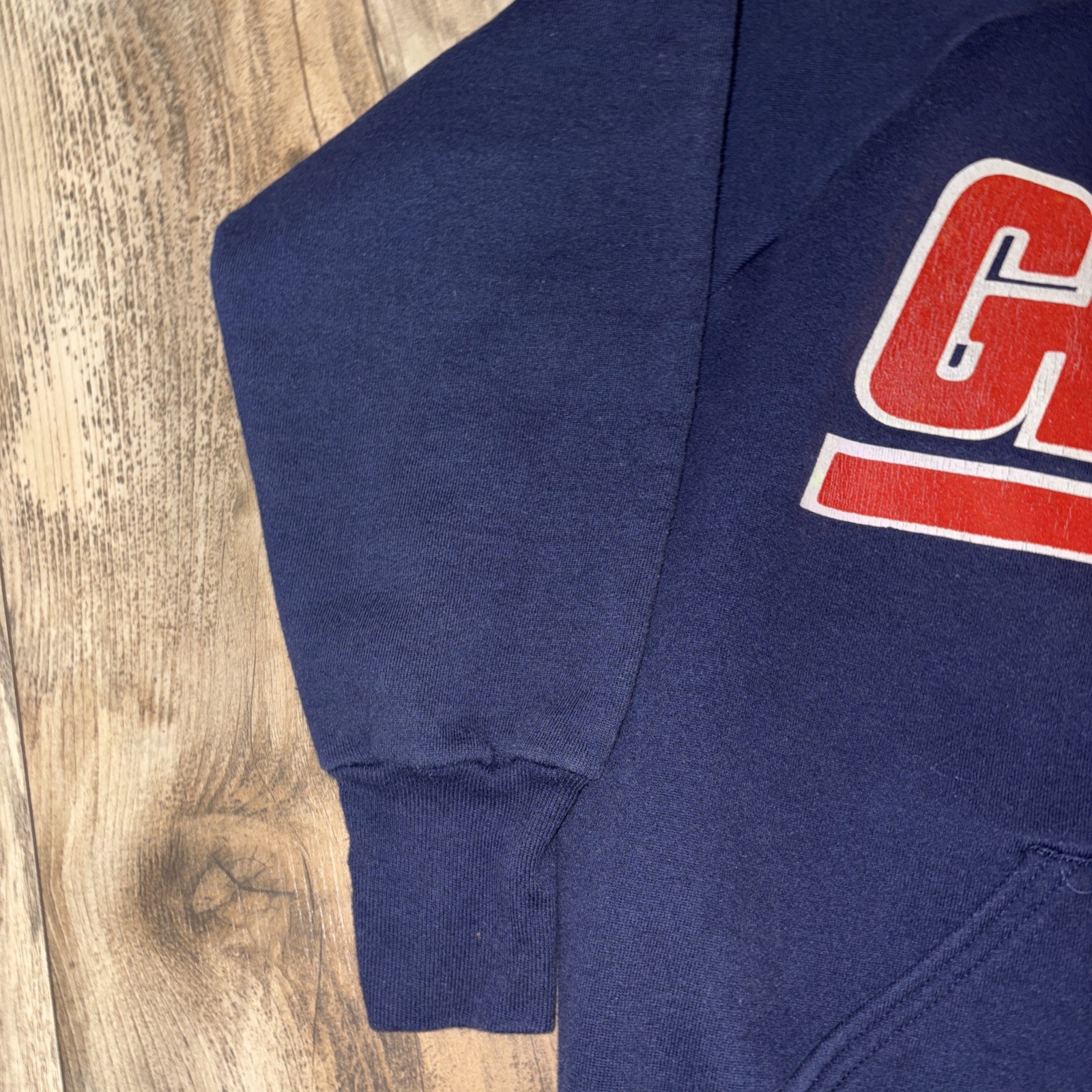 Vtg Logo 7 NY Giants NFL Hoodie Sweatshirt Men's Large Blue Pullover Retro 90s