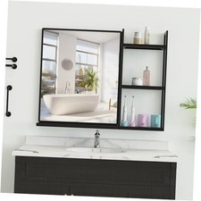 WONSTART Espejo de ba o con marco de metal negro con 24.4"L x 31"W Negro