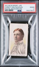 Christy Mathewson 1911 M116 Sport Life Pastel Background Baseball Card. PSA 2 GD