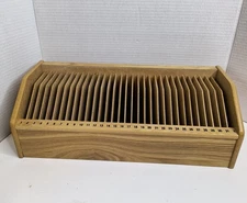 VTG Wooden CD/Mail Holder 32 Slot Storage Organizer Wood Box Media Shelf Rack