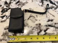 Coach Vintage Black Leather Cellphone Flip Phone Belt Carry Case mace security