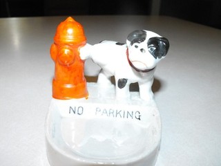 Posacenere portacenere vintage Giappone ceramica cane no parcheggio VECCHIO
