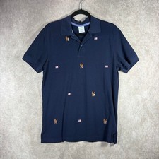 Brooks Brothers Polo Shirt Men M Navy Performance Slim Fit Eagle Flag Embroidery