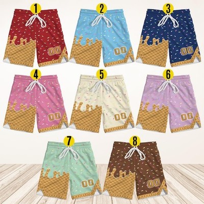 Baseball Jersey Shorts Kid - Youth Ice Cream Drip Sports Mesh Shorts Size 2T-YXL