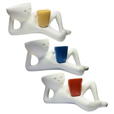 Lazy Guy Planter with 2 Drainage Holes Decorative Gift Unique Practical Resin