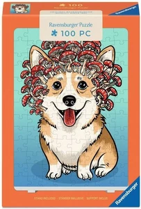 NEW Ravensburger 100 Pieces Jigsaw Mini Puzzle Corgi with Mushrooms