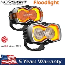 NOVSIGHT Halo Pro 2x 4.5'' LED Work Lights Flood Pods Driving Off Road For Truck