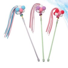 3 Pcs Cat Wand Toy Tassel Teaser Rod Toys Interactive for Indoor Stick