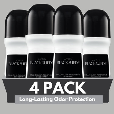 Avon Black Suede Antiperspirant Deodorant, Long-Lasting 2.6 fl oz (4-Pack)