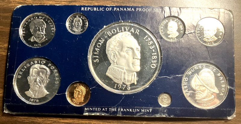 elf Panama 9 pc Proof Set  1975    Simon Bolivar     5.6932 ASW