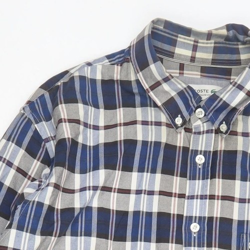 Camisa a cuadros azul XL Lacoste para hombre ajuste regular - Imagen 11 de 12
