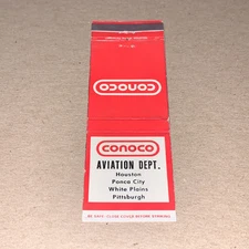 Conoco Aviation Department Matchcover Houston Pittsburgh Ponca City White Plains