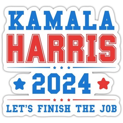 Kamala Harris 2024 Campaign Design Let's Finish the Job Sticker, max. 4 x 4''