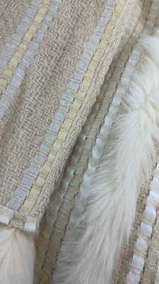 Vintage SCHJELDE Fox Fur Shawl Long Coat Large Ivory Mohair Ribbon