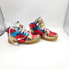 NUEVO Wonder Mujeres Niños 3 Luces LED Tenis Botón Haga clic Zapatos Rojo Blanco Azul