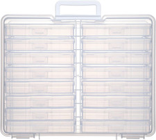 PCA Photo Storage Box 4" X 6" with Handle - 16 Inner Keeper, Large Organizer, Cl