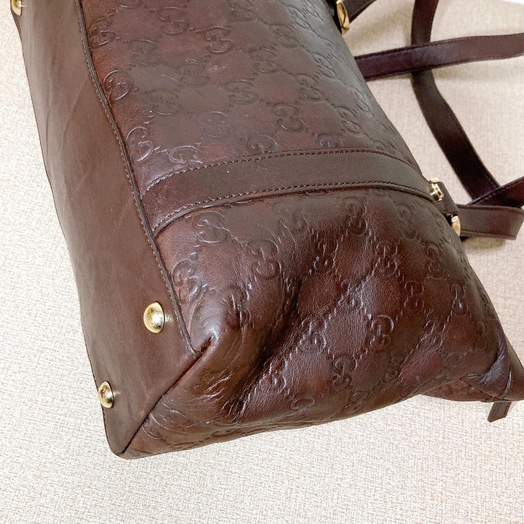 GUCCI Abby Leather Shoulder Bag Tote Brown Size 22cm x 31cm x 12cm VIN thumbnail 14