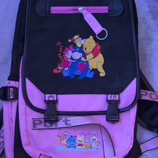 Disney Winnie the Pooh Girls Large Pink/Black Polyester Zip Backpack