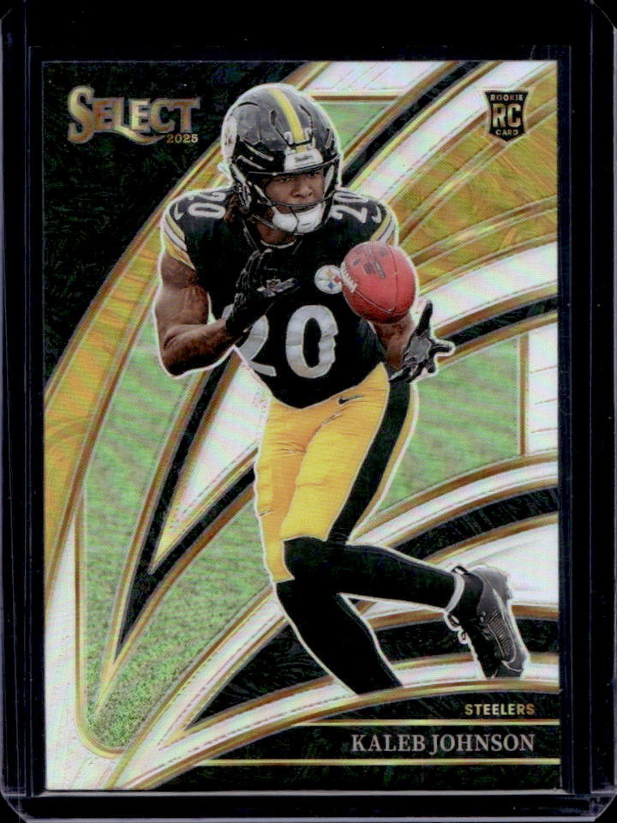 2025 Panini Select Kaleb Johnson Club Level RC Silver Prizm Rookie #252 Steelers