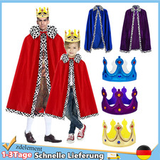Adult/Kinder Prinz Umhang Junge König Umhang Königsmantel Mit Krone Prinz Kostüm