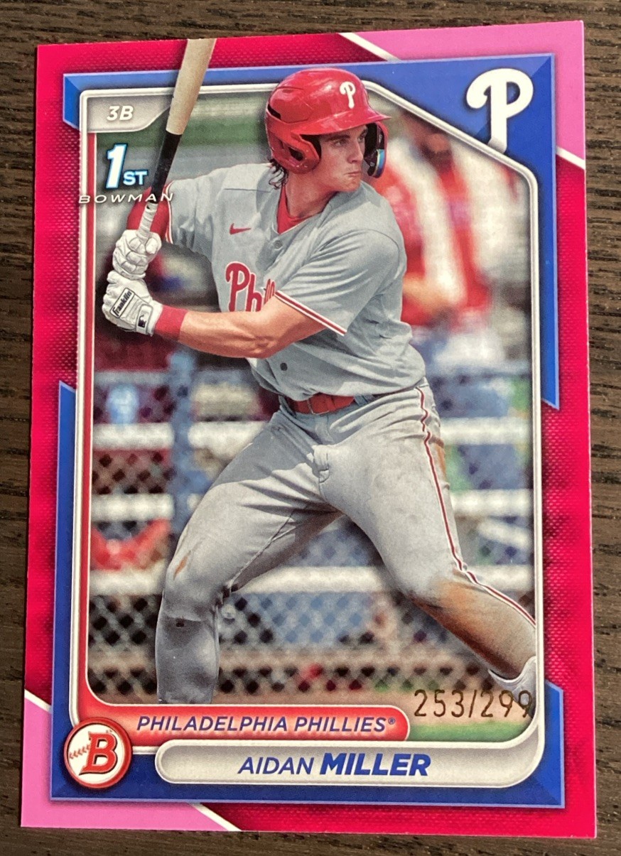 2024 Bowman Aidan Miller #BP-27 1st Bowman Fuchsia Paper /299 Phillies!