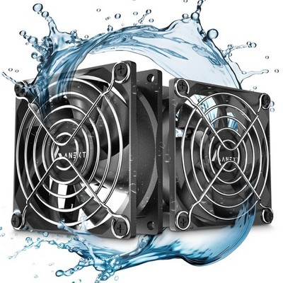 80mm 12V DC Fans Moisture-Proof Fan 2 Packs 3500 RPM High Speed 3 Wires 3-Pi...