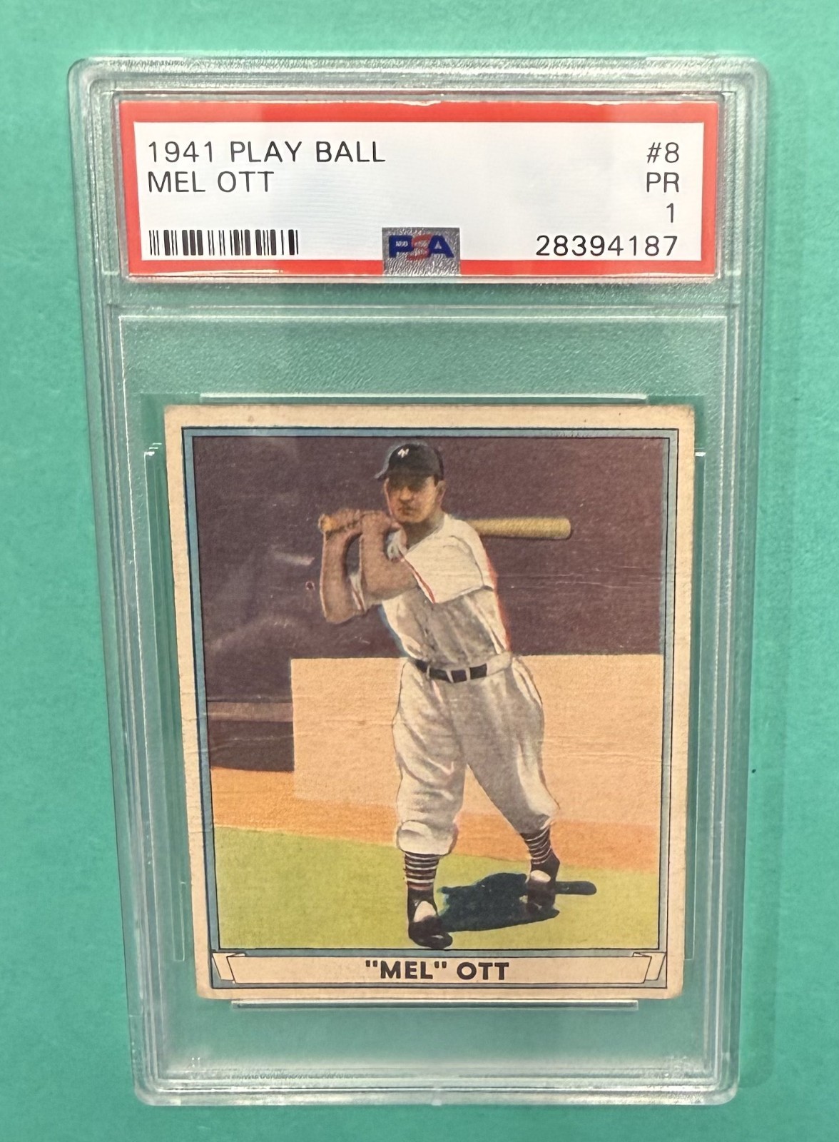 1941 PLAY BALL #8 MEL OTT PSA 1 HOF NEW YORK GIANTS