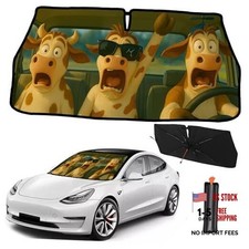 2025 Upgrade Funny Animals Car Windshield Sun Shade Umbrella 5 Cow Driving